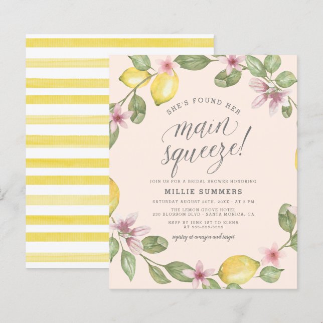 Blush | Budget Lemon Main Squeeze Bridal Shower (Front/Back)