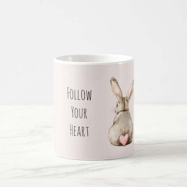 Blush Bunny Rabbit Heart Coffee Mug (Center)