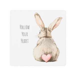 Blush Bunny Rabbit Heart Metal Print