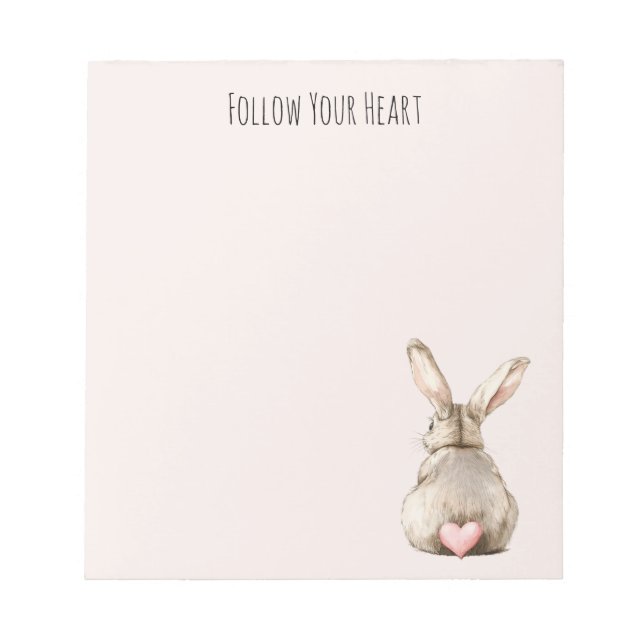 Blush Bunny Rabbit Heart Notepad (Front)