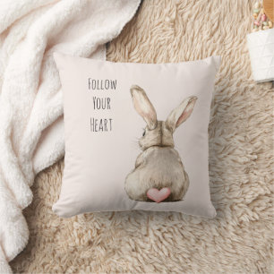 Blush Bunny Rabbit Heart Throw Pillow