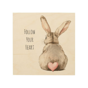 Blush Bunny Rabbit Heart Wood Wall Art