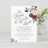 Blush Burgundy and Navy Drive By Bridal Shower Invitation (Standing Front)