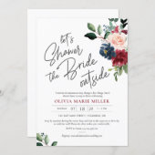 Blush Burgundy and Navy Drive By Bridal Shower Invitation (Front/Back)