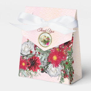 Blush, Burgundy and Sage Leaves Bouquet Favor Boxes