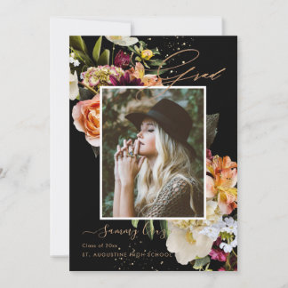 Blush Burgundy Dark Moody Flowers Graduation Announcement