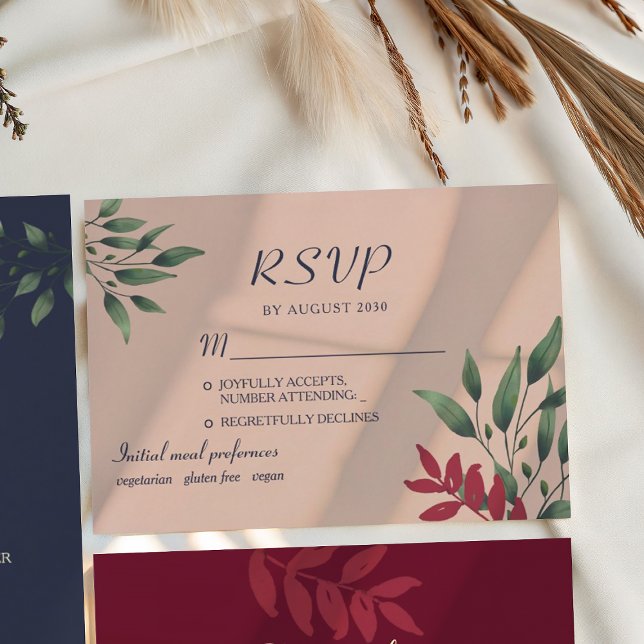 Blush Burgundy Fall Wedding RSVP Card (Creator Uploaded)