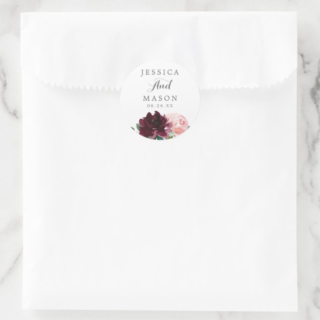 Blush Burgundy Favor Stickers Envelope Seals (Bag)