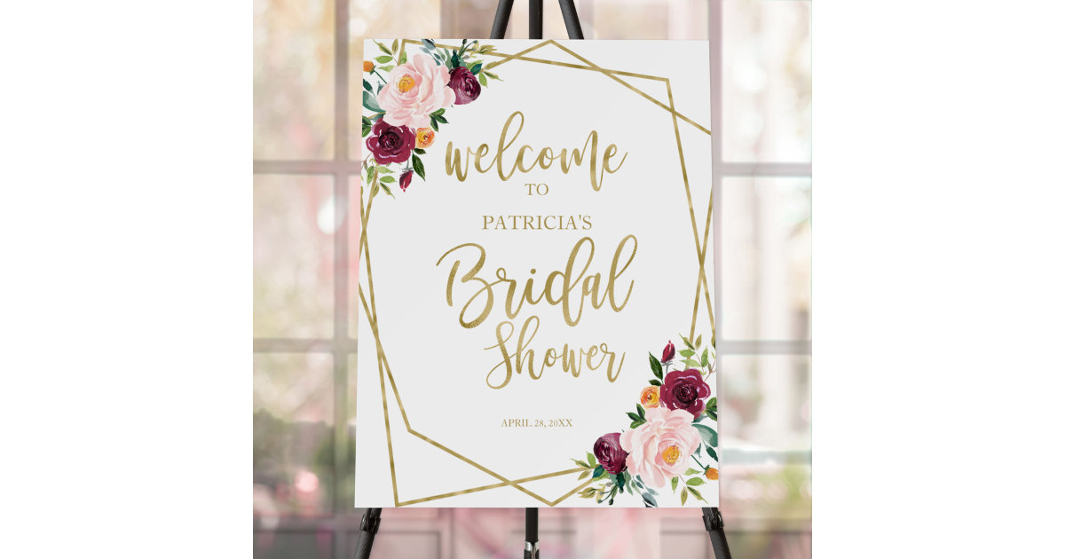 Custom Printable Easel Welcome Sign Blush Bridal Shower Decorations Blush,  Ivory and Green Bridal Shower Decor Custom Welcome Poster 