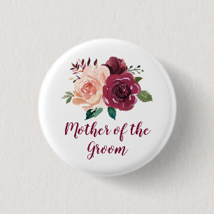 Blush Burgundy Floral Mother of the Groom Button
