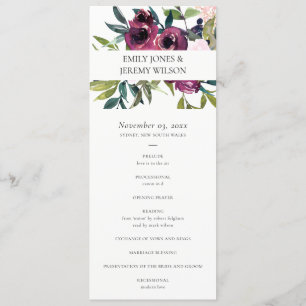 BLUSH BURGUNDY FLORAL WEDDING CEREMONY PROGRAM