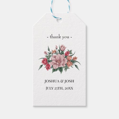 Blush Burgundy Floral Wedding Thank You Favor Tags