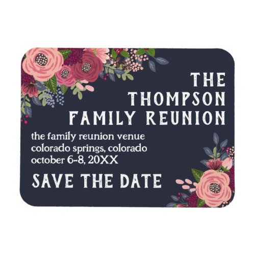 Blush Burgundy Flower Family Reunion Save the Date Magnet