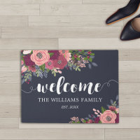 Blush & Burgundy Flowers - Family Name - Welcome