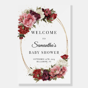 Blush Burgundy flowers gold oval Baby Shower Foam Board