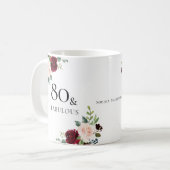 Blush Burgundy Flowers Womans 80th Birthday Gift Coffee Mug (Front Left)