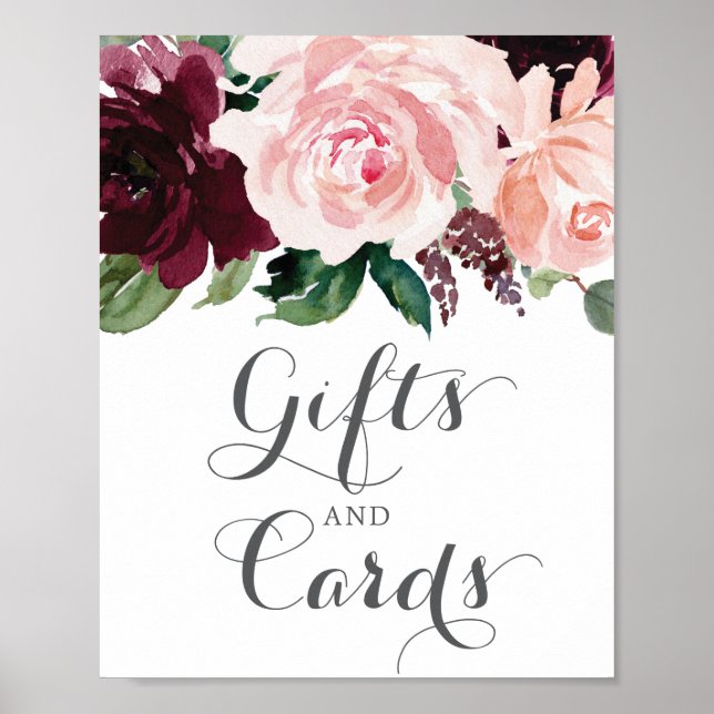 Blush Burgundy Gifts and Cards Sign (Front)