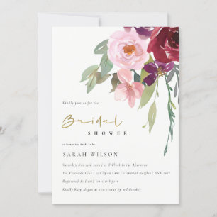 BLUSH BURGUNDY PEACH FLORAL BRIDAL SHOWER INVITE