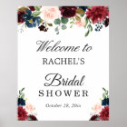 Blush Burgundy Red Blue Floral Bridal Shower Sign
