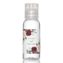 Blush & Burgundy Watercolor Flowers Wedding Hand Sanitizer