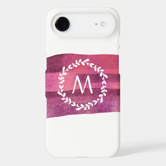 Blush & Burgundy Watercolor Monogram Case-Mate iPhone Case (Back)