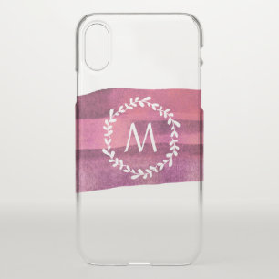 Blush & Burgundy Watercolor Monogram iPhone X Case