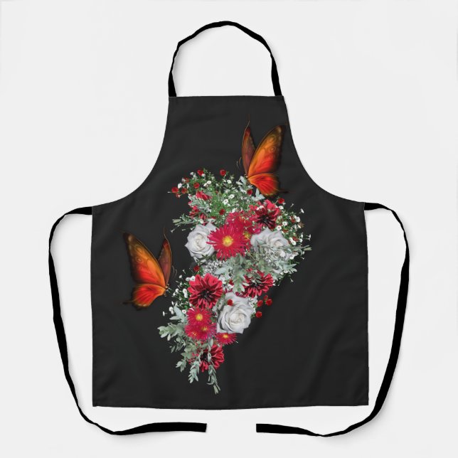 Blush, Burgundy,& White Roses Bouquets  Apron (Front)