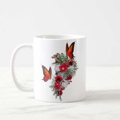 Blush Burgundy White Roses Bouquets  Coffee Mug