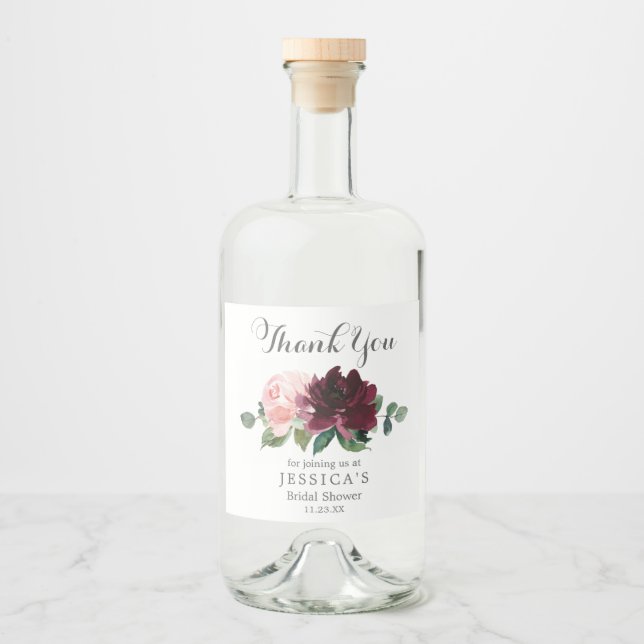 Blush Burgundy Wine Bottle Label (Front)