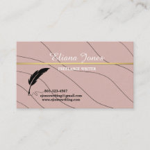 blush business card freelance writer, swirls