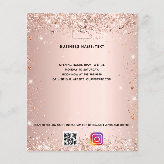 Blush business logo qr code instagram rose flyer (Front)