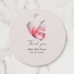 Blush Butterfly Baby Shower Favor Tag