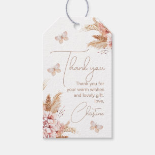 Blush Butterfly Floral Kisses Baby Shower Gift Tags