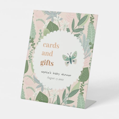Blush Butterfly Garden Cards  Gift Baby Shower Pedestal Sign