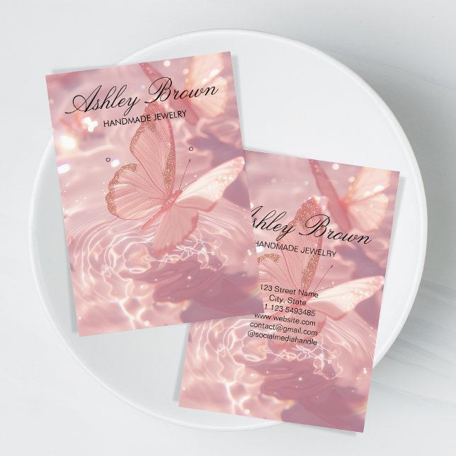 Blush Butterfly Handmade Jewelry Earring Display Business Card (blush pink butterfly
)