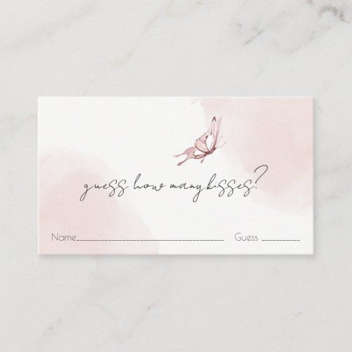 Blush Butterfly How Many Kisses Baby Shower Game Enclosure Card