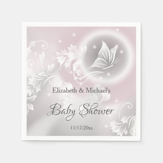  Blush Butterfly Phantasy Girl Baby Shower  Napkins (Front)