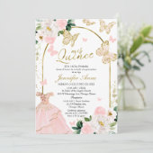 Blush Butterfly Spanish Quinceanera Invitations (Standing Front)