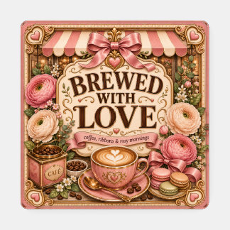 Blush Café Romance Set of 4 Coffee Coasters