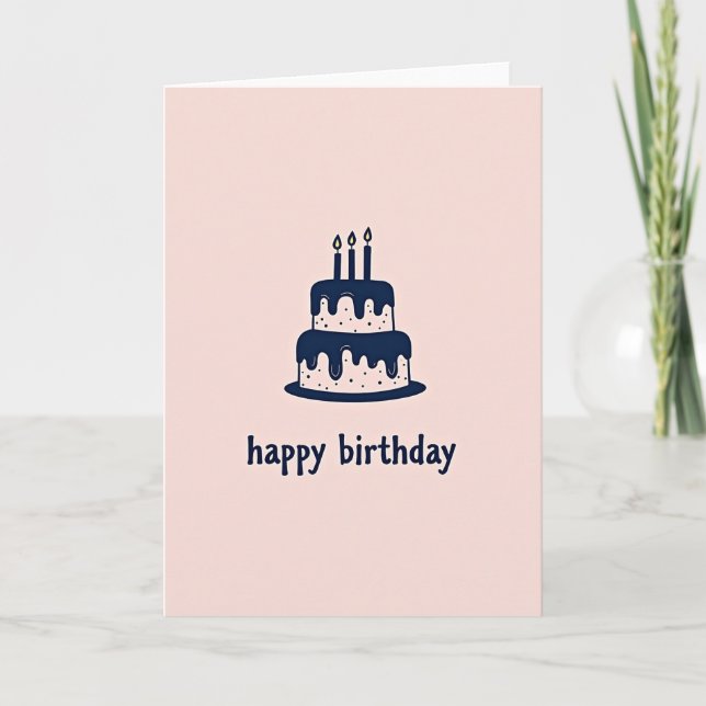 Blush Cake Birthday Card (Front)