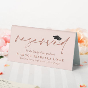 Blush Calligraphy Graduation Reserved Table Tent