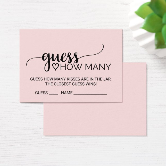 Blush Calligraphy Guess How Many Kisses Game Cards (Desk)