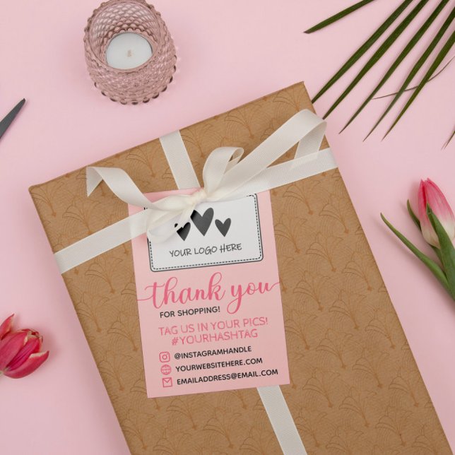 Blush Calligraphy Your Logo Thank You For Shopping (Creator Uploaded)