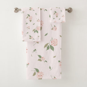 Blush Camellia Garden - Delicate Floral Bath Towel Set