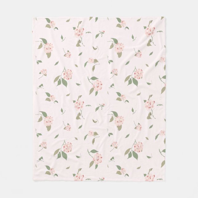 Blush Camellia Garden - Delicate Floral Comfort Fleece Blanket (Front)