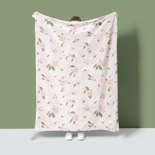 Blush Camellia Garden - Delicate Floral Comfort Fleece Blanket