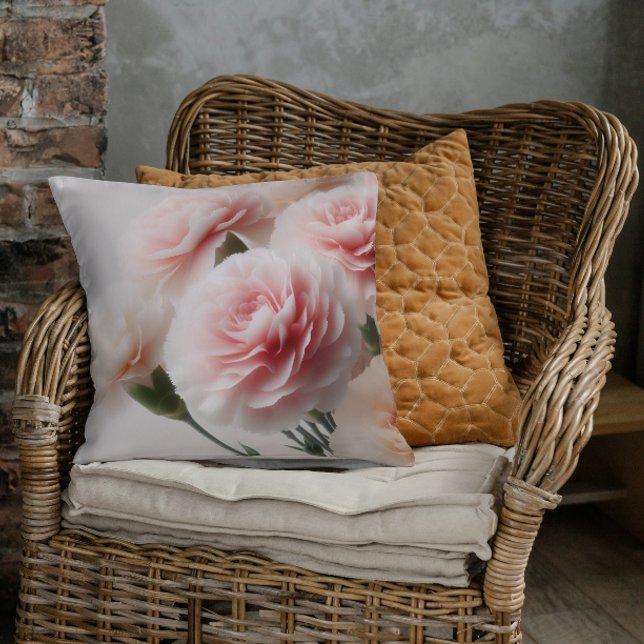 Blush Carnation Dreams Throw Pillow (Creator Uploaded)