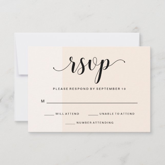 Blush Cascade | Subtle Stripes Wedding RSVP Card (Front)