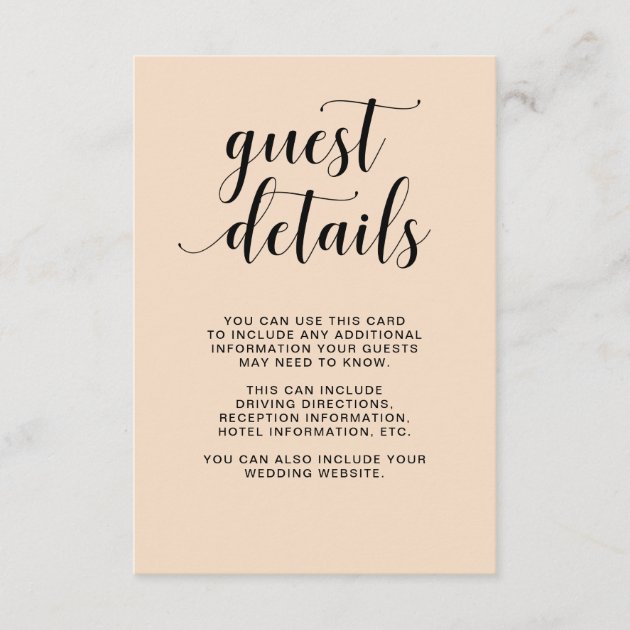 Blush Cascade | Wedding Guest Details Enclosure Card