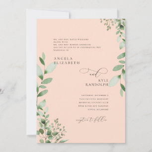 Blush Cascading Greenery Wedding Both Parents Inv Invitation